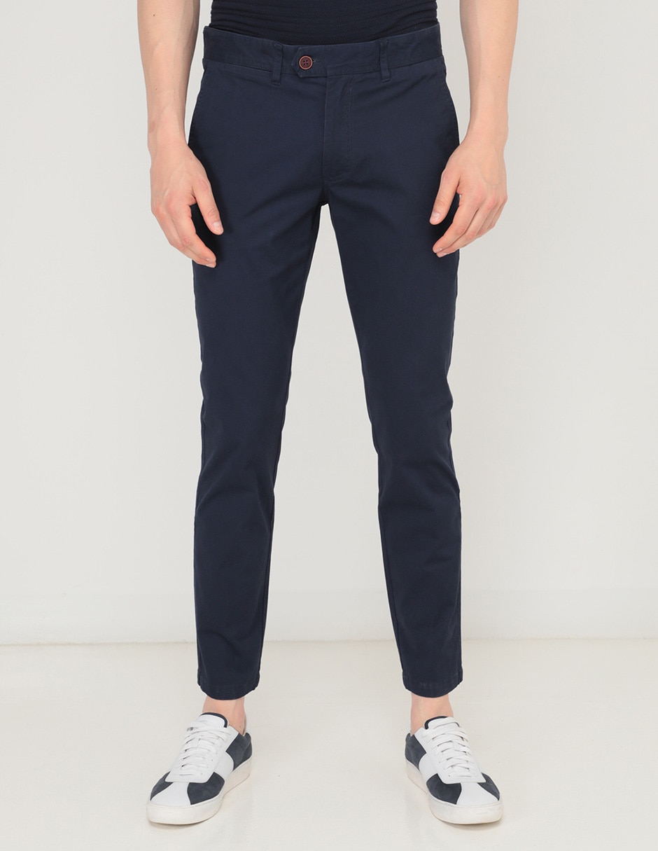 Pantalón casual chino slim de algodón para hombre
