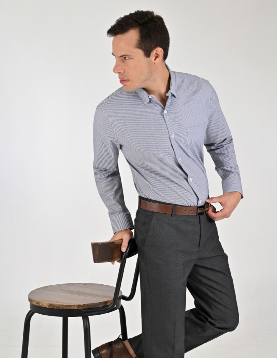 Pantalón Casual De vestir Slim Otoño Invierno de Poliéster y viscosa para hombre 7